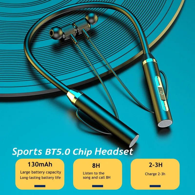 Bluetooth Wireless Earphones neck mounted music HiFi stereo earphones noise reduction sports in ear earphones microphone